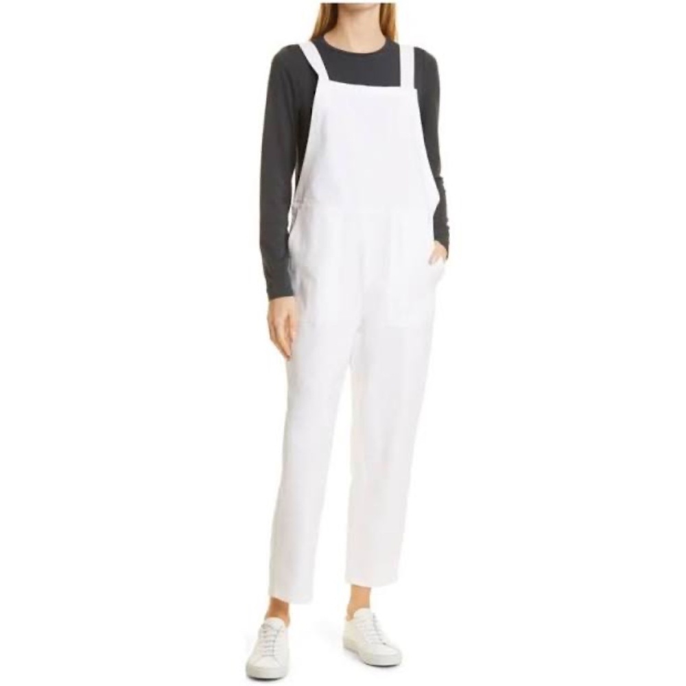 Eileen Fisher Overalls Womens  XXS White Tapered Ankle Organic Cotton & Hemp